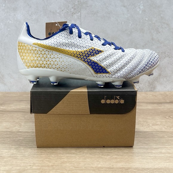 Diadora Brasil Elite GR LT LP 12 Soccer Cleats White Yellow Blue Mens Size 10